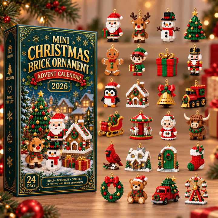 Mini Building Block Advent Calendar with 24 Christmas Kits to Build and Hang
