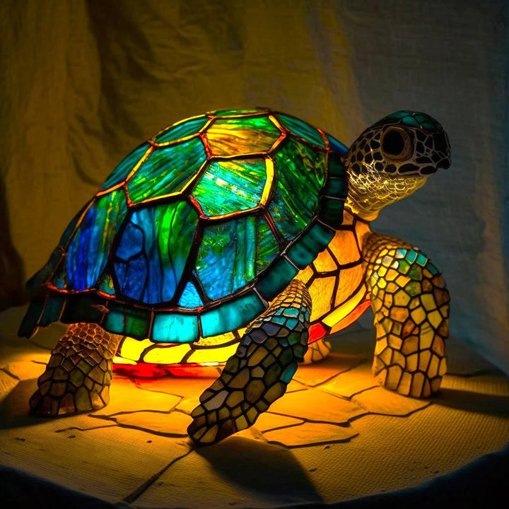 VitraGlow Handmade Glass Ornament | Elegant Resin and Glass Table Lamp with Vibrant Artistic Patterns