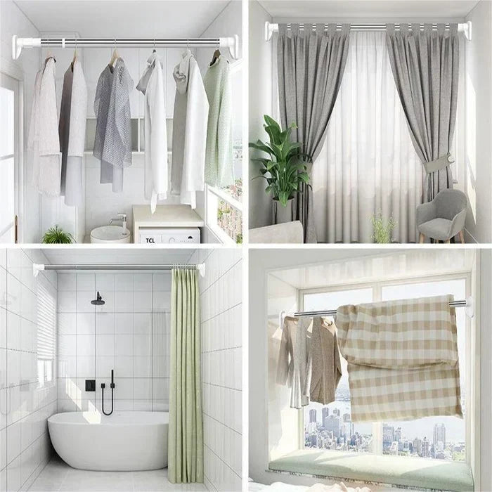 Adjustable Tension Rod Without Drilling for Curtains, Showers and Wardrobes