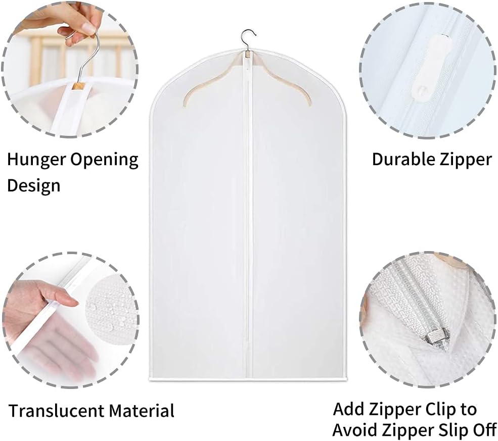 Clear PEVA Garment Storage Bags – 12-Pack Dustproof Clothes Protectors – Buy 1 Get 1 Free