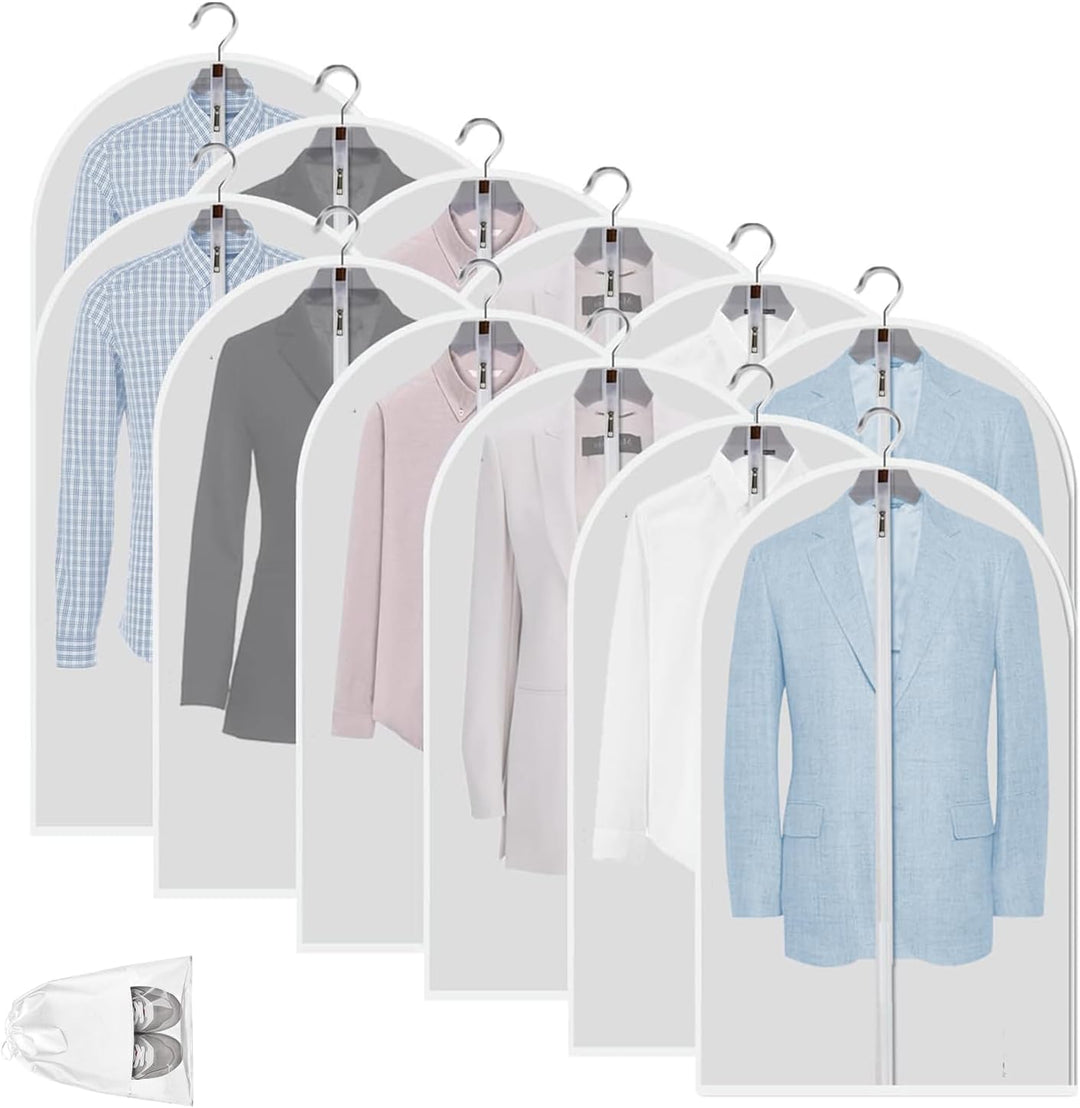 Clear PEVA Garment Storage Bags – 12-Pack Dustproof Clothes Protectors – Buy 1 Get 1 Free