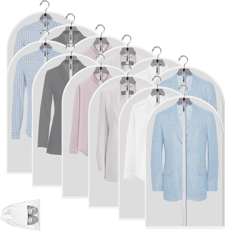 Clear PEVA Garment Storage Bags – 12-Pack Dustproof Clothes Protectors – Buy 1 Get 1 Free