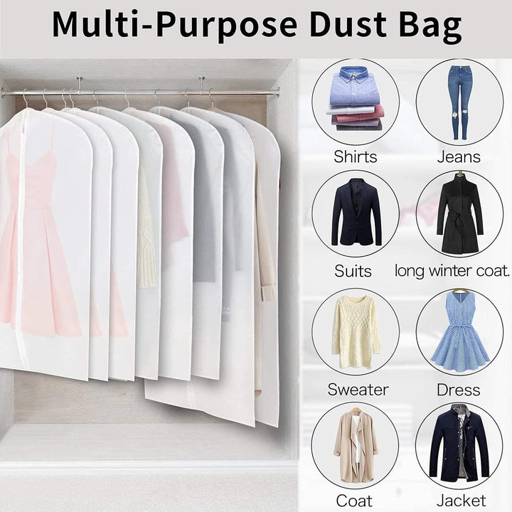 Clear PEVA Garment Storage Bags – 12-Pack Dustproof Clothes Protectors – Buy 1 Get 1 Free