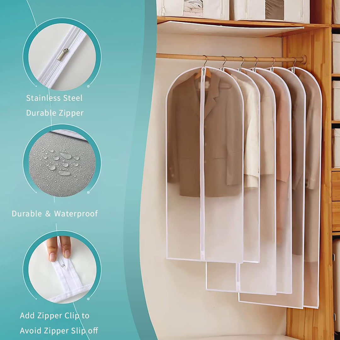 Clear PEVA Garment Storage Bags – 12-Pack Dustproof Clothes Protectors – Buy 1 Get 1 Free