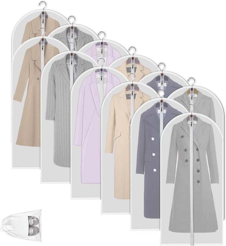 Clear PEVA Garment Storage Bags – 12-Pack Dustproof Clothes Protectors – Buy 1 Get 1 Free