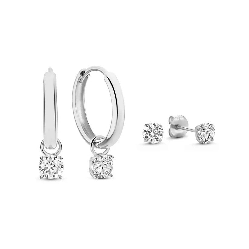 Elegant white gold earrings with moonstone
