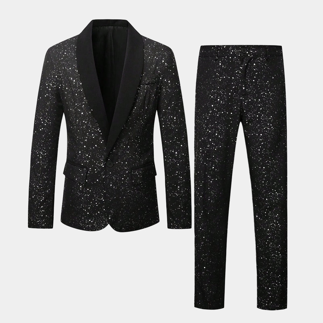 Men's Glitter Suit Jacket and Trousers - Black