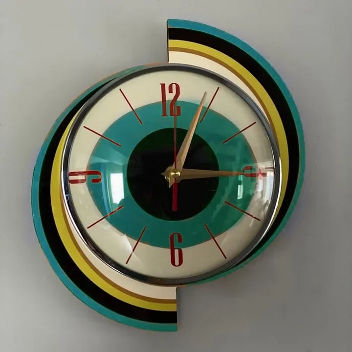 Mid-Century Handmade Wall Clock | Retro Wall Décor, Silent and Battery-Powered