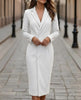 Double-Breasted Midi Blazer Dress with Peak Lapel