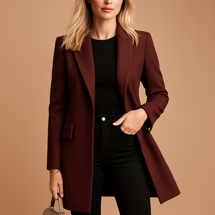 Women's Fitted Long Trench Coat – Beige Cotton, Ideal for Spring and Autumn Outfits