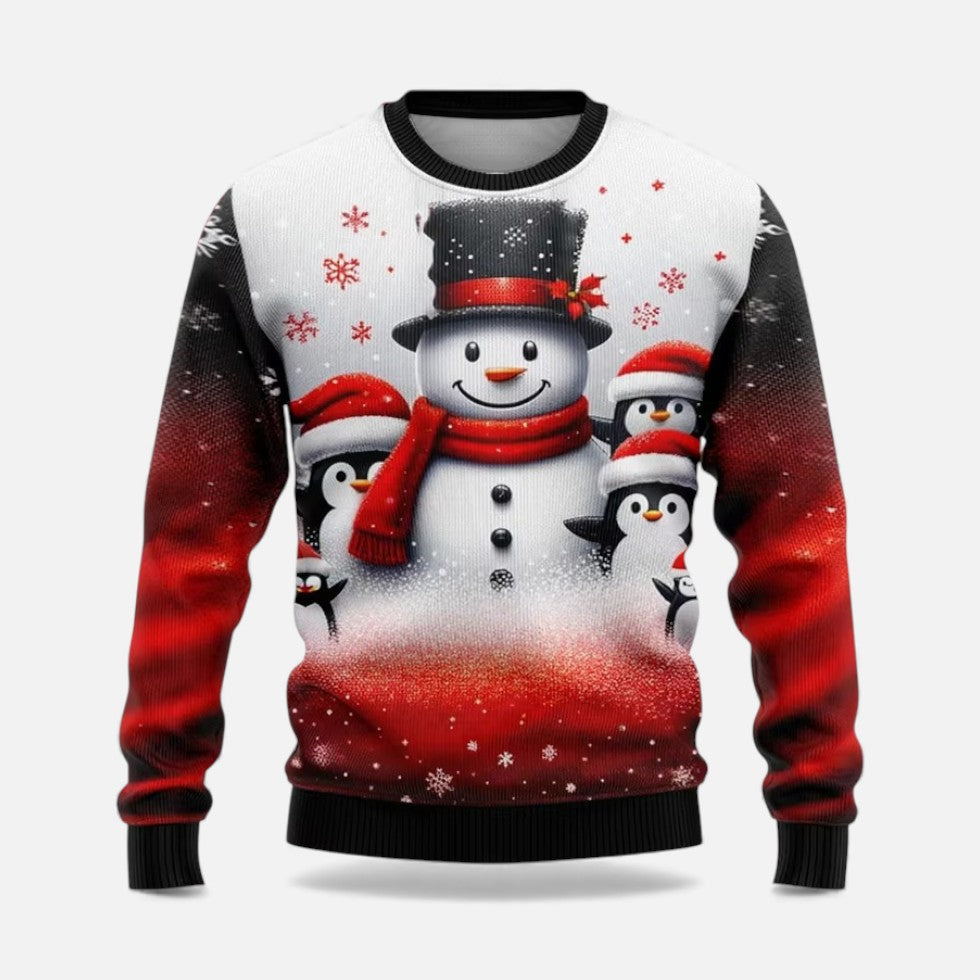 Men's Christmas Jumper with Winter Landscape Print