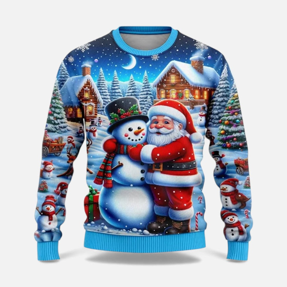 Men's Christmas Jumper with Winter Landscape Print