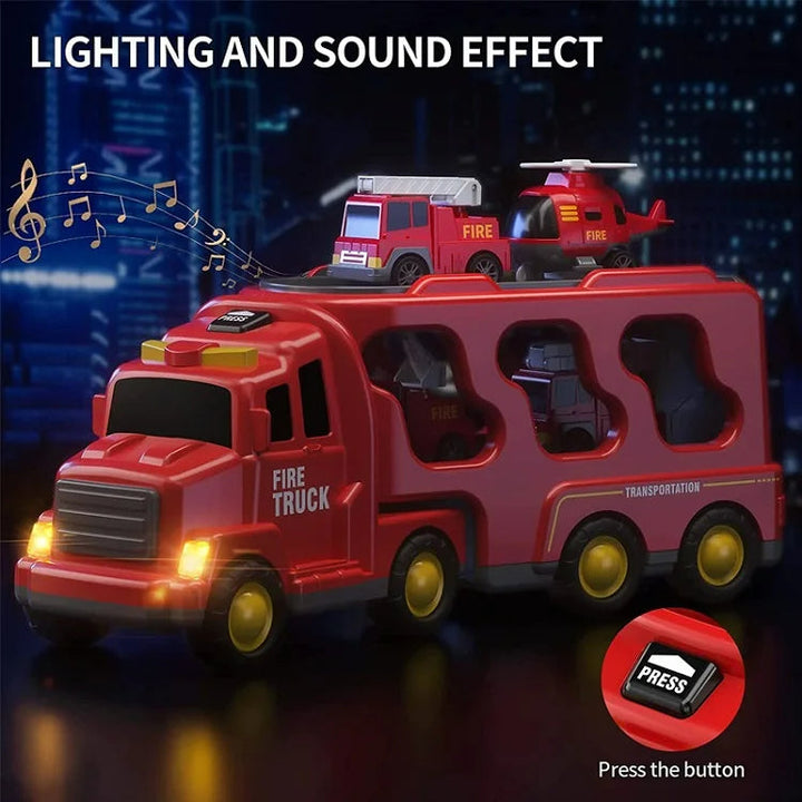 City Toy Carrier with Light and Sound Effects – Includes Vehicles