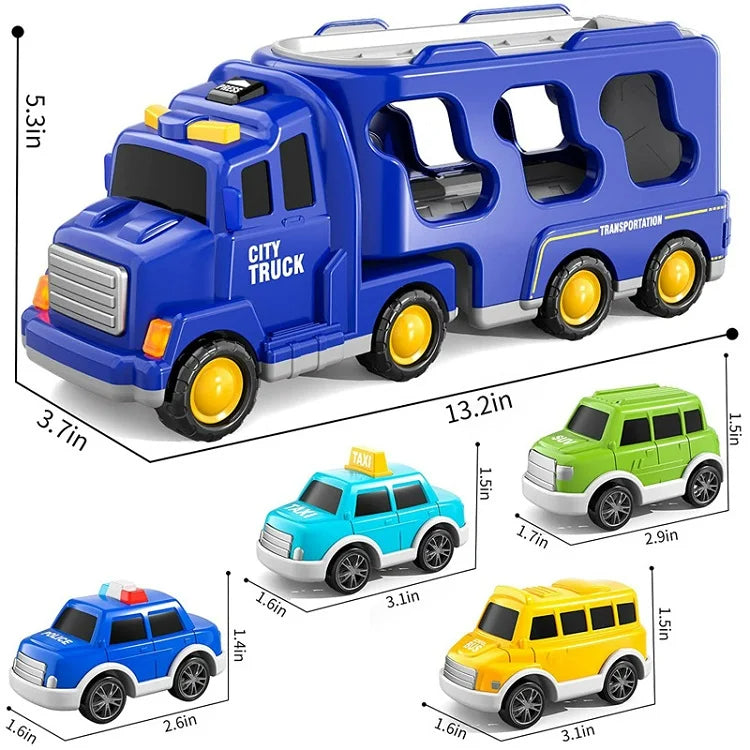 City Toy Carrier with Light and Sound Effects – Includes Vehicles