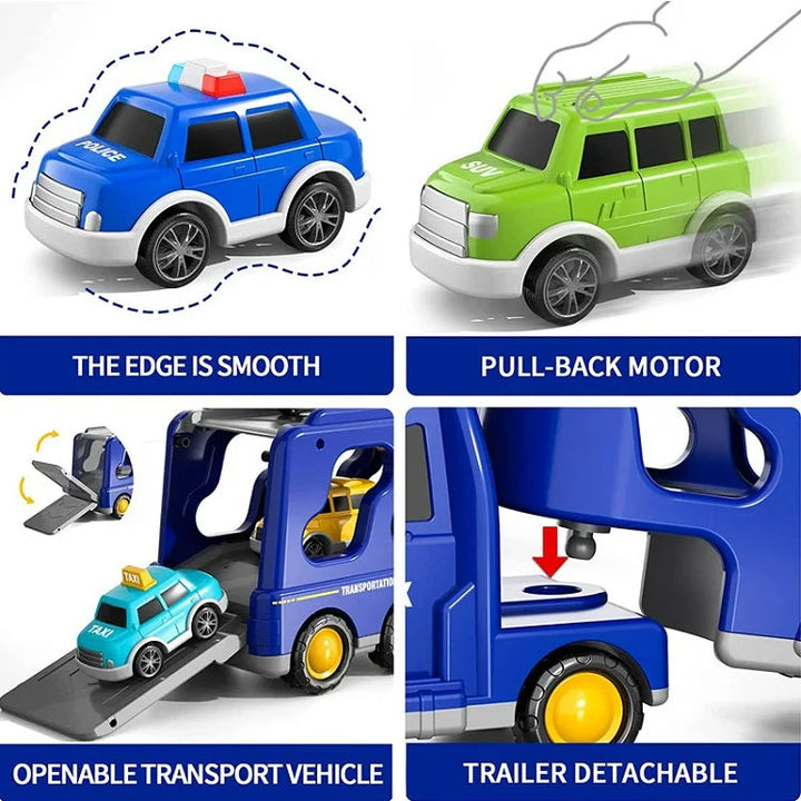 City Toy Carrier with Light and Sound Effects – Includes Vehicles