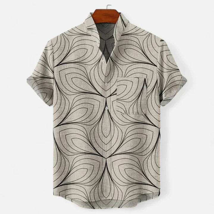 Men’s Premium Linen Artistic Print Short Sleeve Shirt