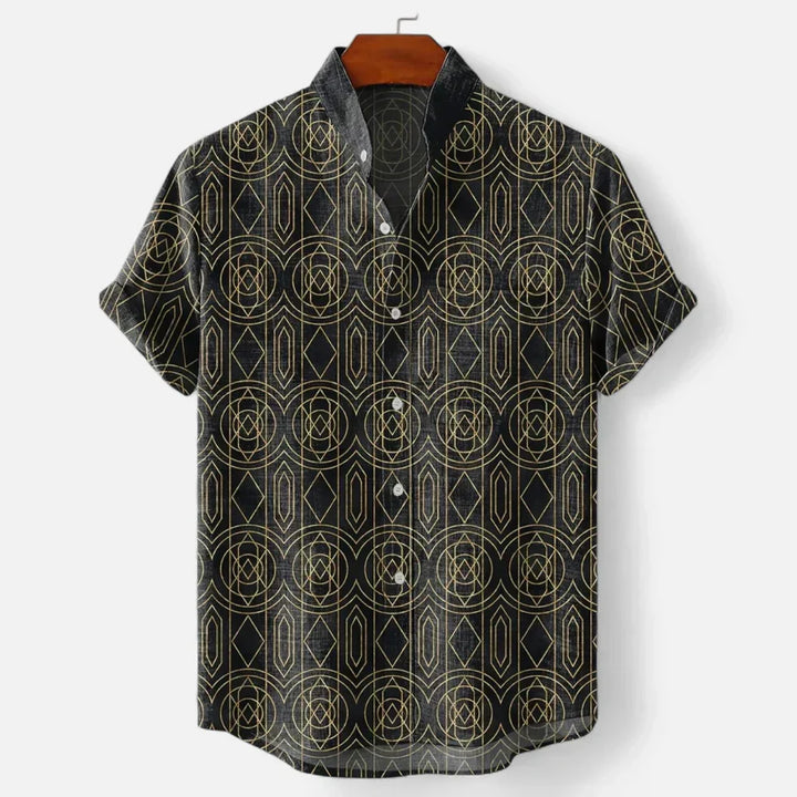 Men’s Premium Linen Artistic Print Short Sleeve Shirt