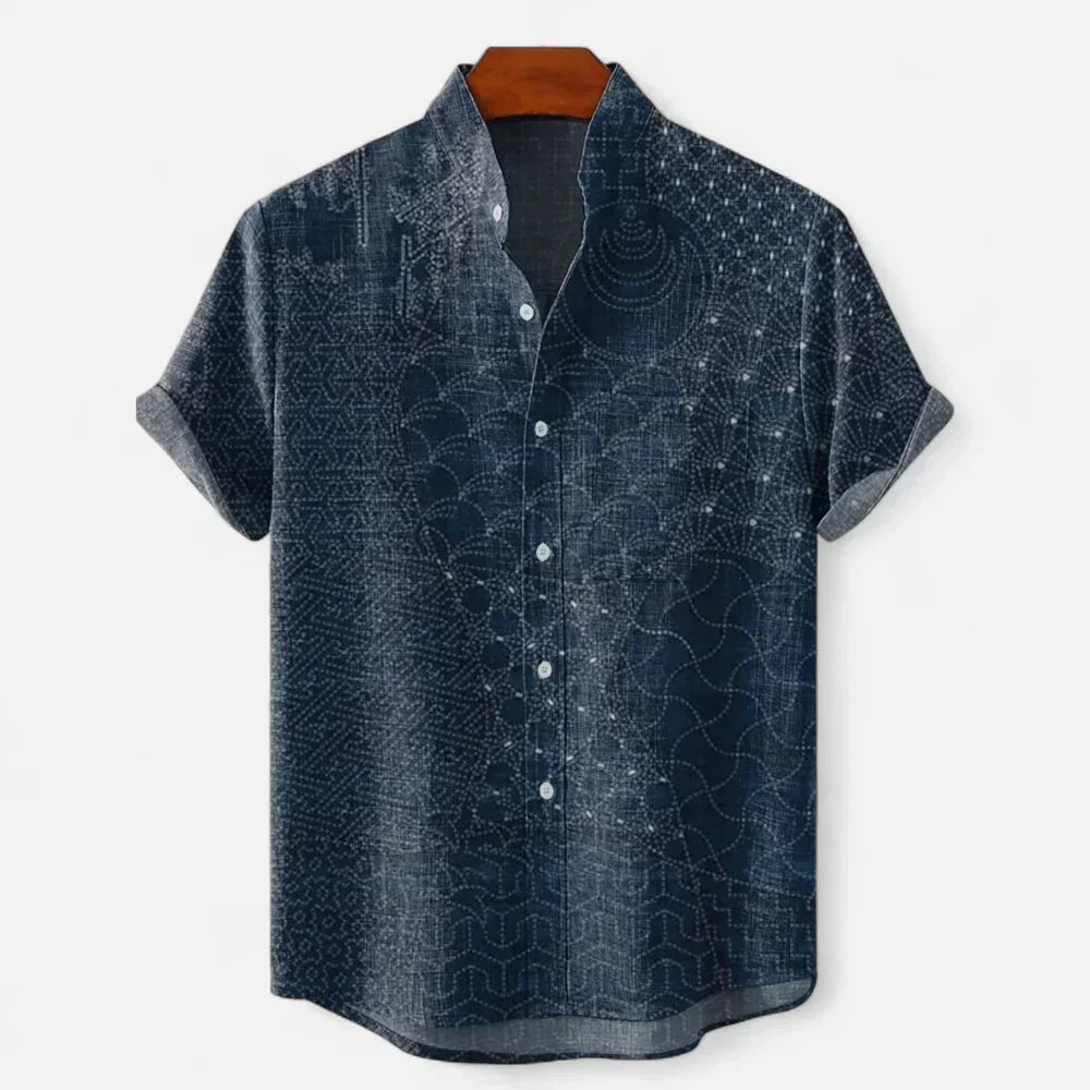 Men’s Premium Linen Artistic Print Short Sleeve Shirt