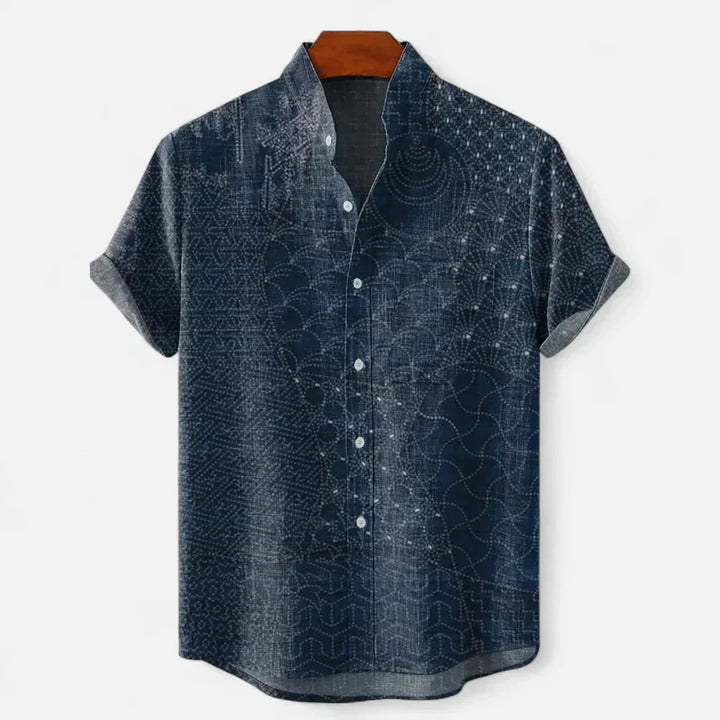 Men’s Premium Linen Artistic Print Short Sleeve Shirt