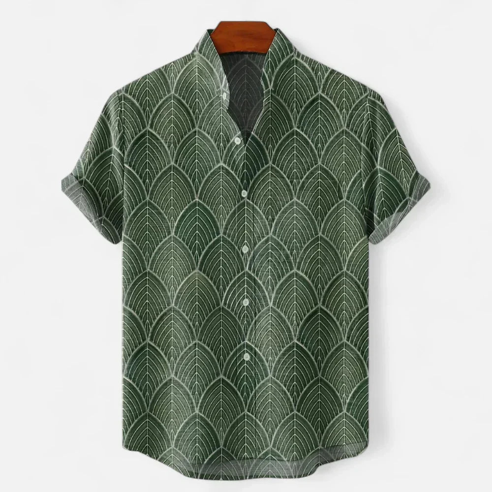 Men’s Premium Linen Artistic Print Short Sleeve Shirt
