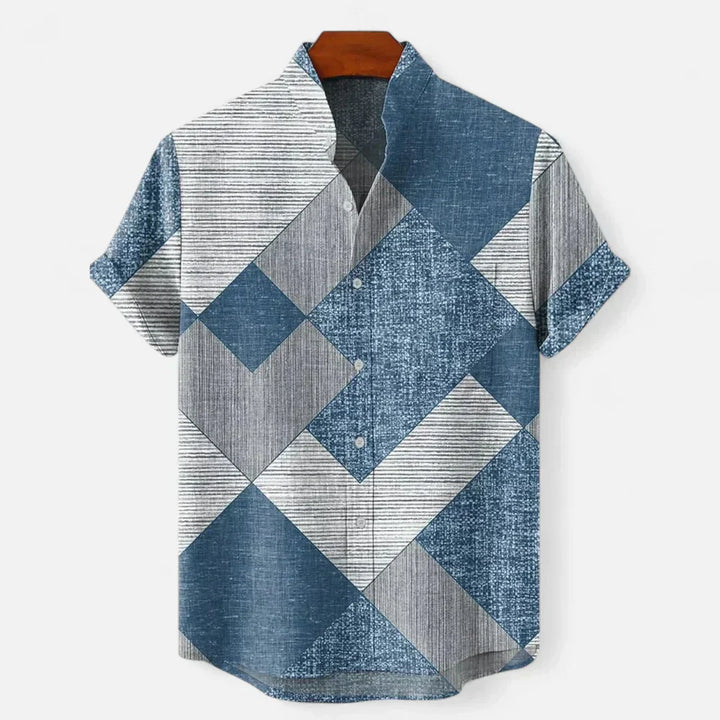 Men’s Premium Linen Artistic Print Short Sleeve Shirt
