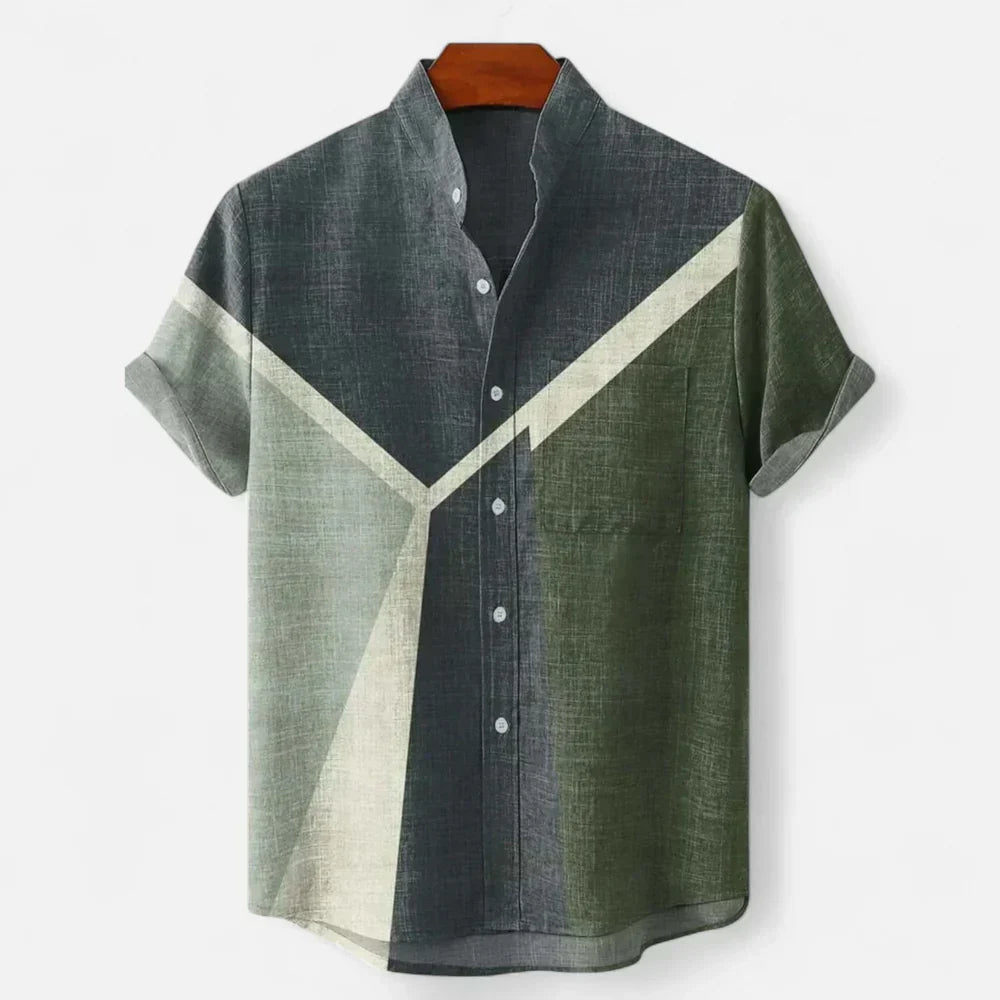 Men’s Premium Linen Artistic Print Short Sleeve Shirt