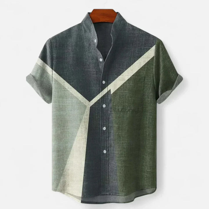 Men’s Premium Linen Artistic Print Short Sleeve Shirt