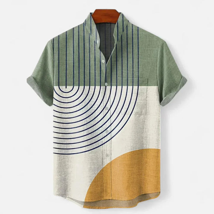 Men’s Premium Linen Artistic Print Short Sleeve Shirt