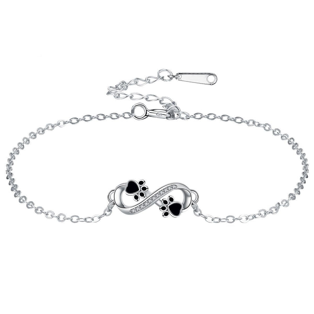 Infinity Symbol Pendant Pet Paw Bracelet with Zirconia