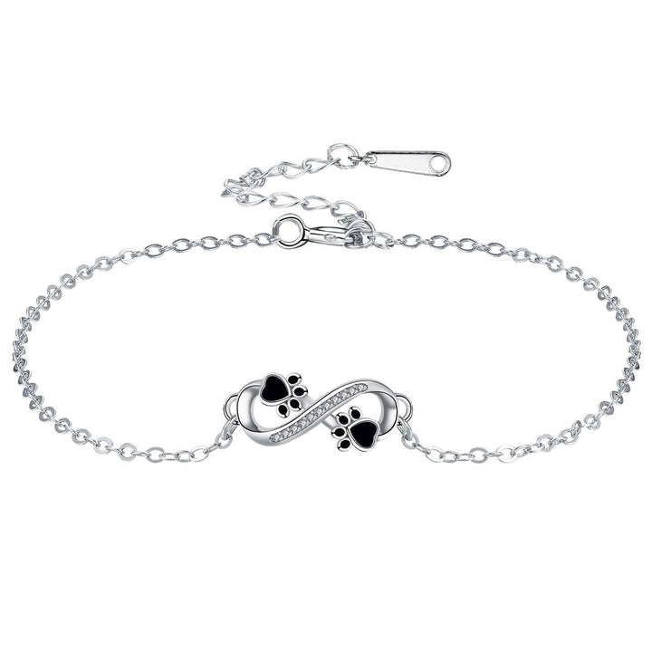 Infinity Symbol Pendant Pet Paw Bracelet with Zirconia