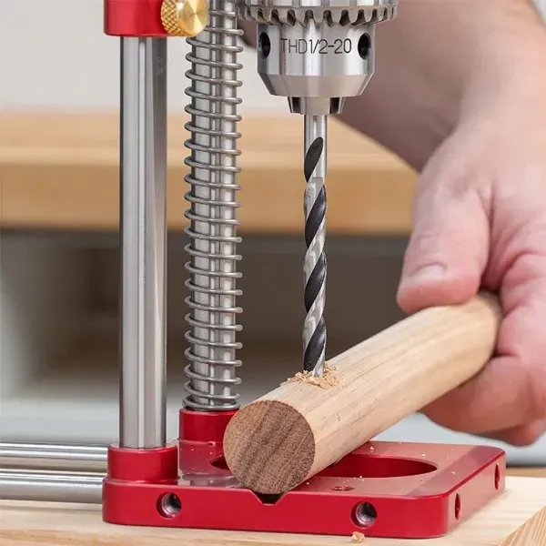 Drill Press Guide for Handheld Drills - Portable, Adjustable Woodworking Jig