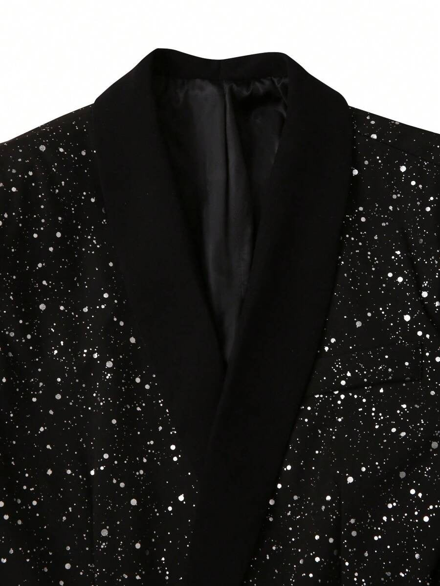Men's Glitter Suit Jacket and Trousers - Black
