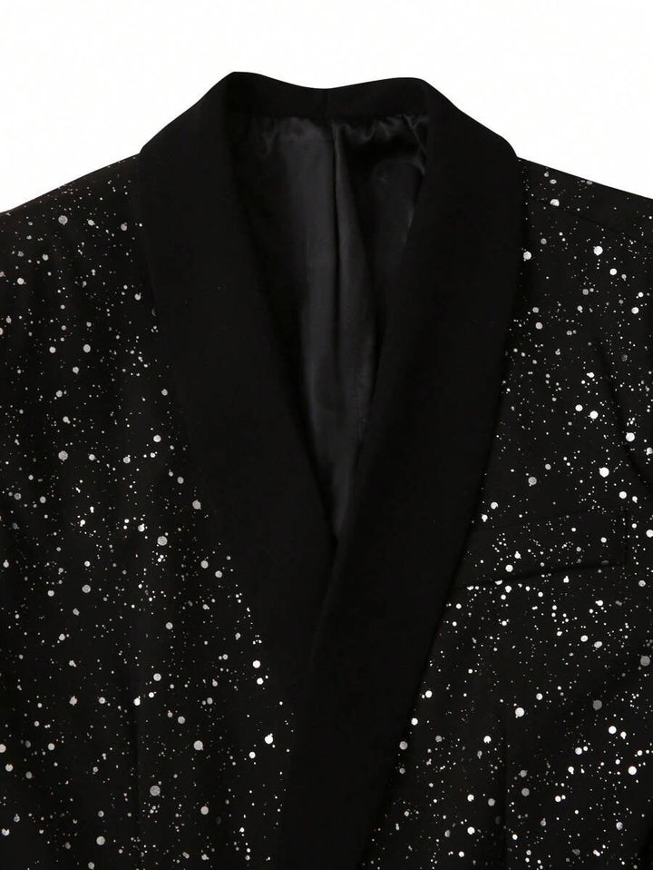 Men's Glitter Suit Jacket and Trousers - Black
