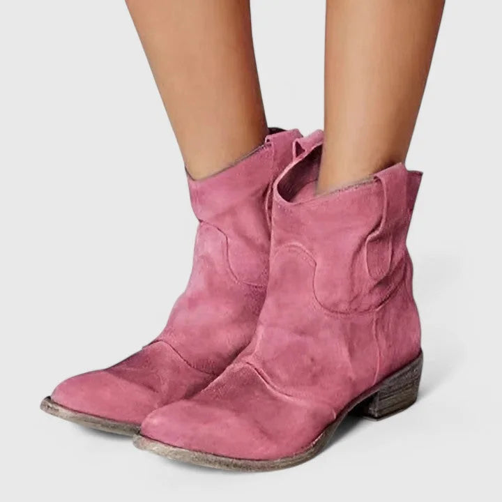 Suede Ankle Boots with Slouchy Shaft