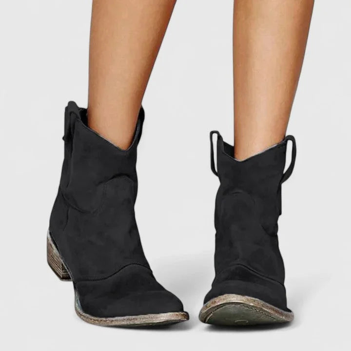 Suede Ankle Boots with Slouchy Shaft