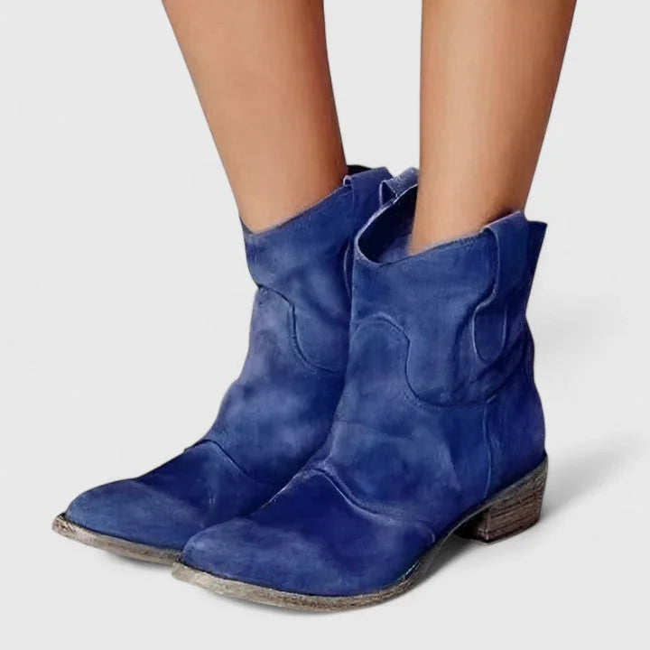 Suede Ankle Boots with Slouchy Shaft