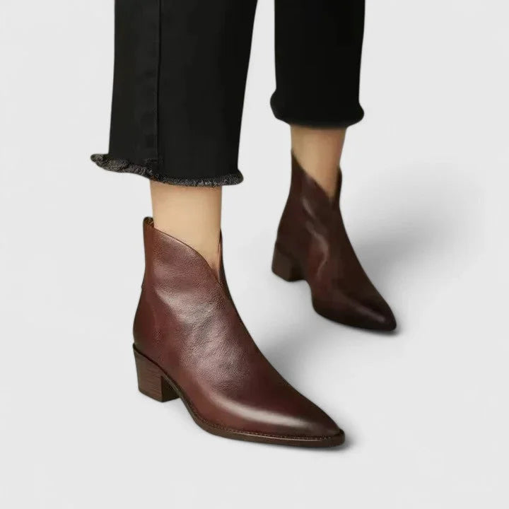 Faux Leather Side Zip Ankle Boots