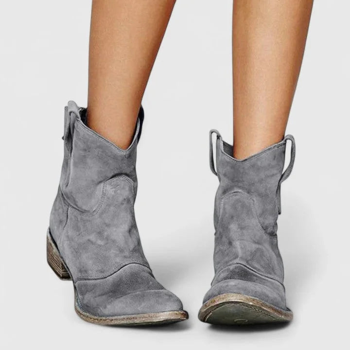 Suede Ankle Boots with Slouchy Shaft