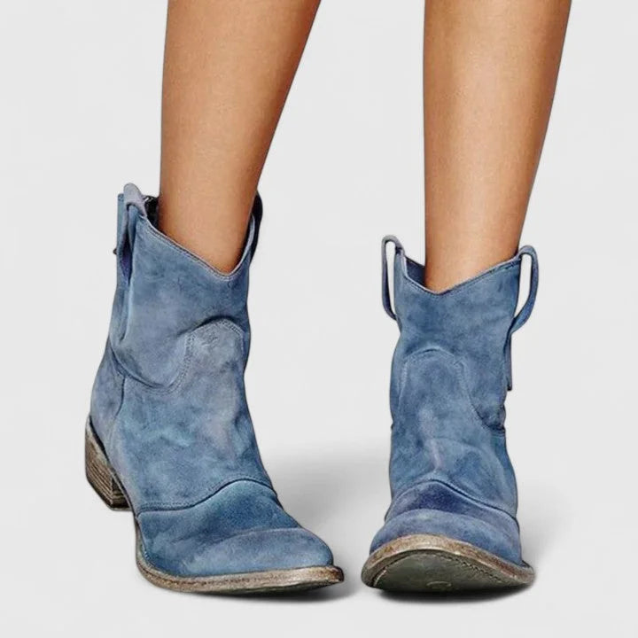 Suede Ankle Boots with Slouchy Shaft
