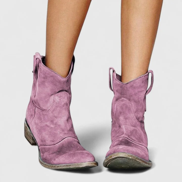 Suede Ankle Boots with Slouchy Shaft