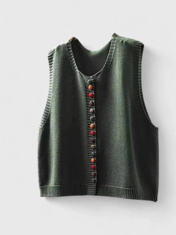 Multi-Coloured Knit Button-Front Cardigan