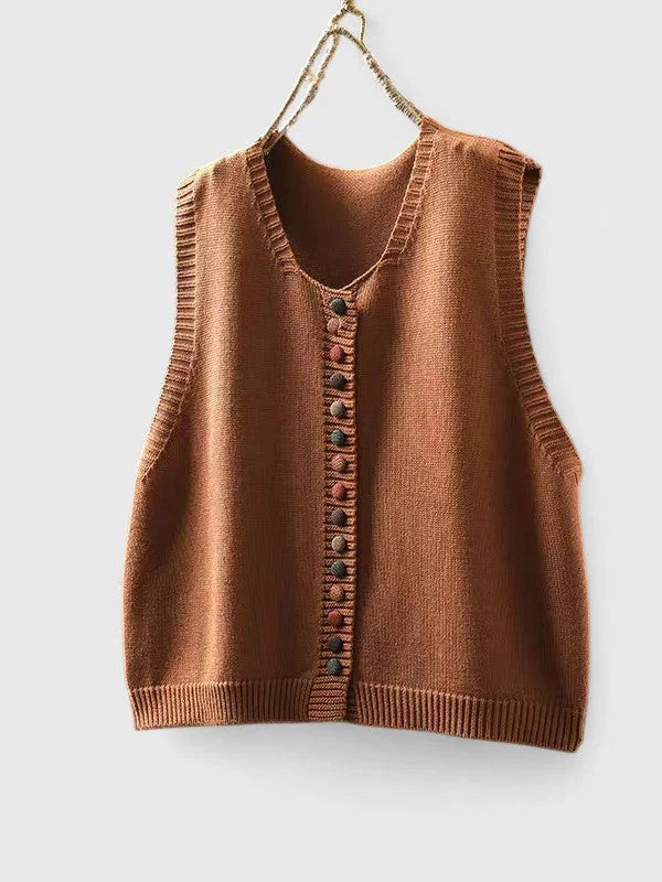 Multi-Coloured Knit Button-Front Cardigan