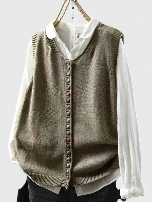 Multi-Coloured Knit Button-Front Cardigan