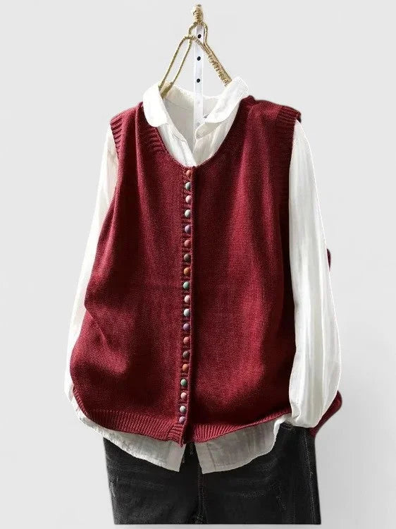 Multi-Coloured Knit Button-Front Cardigan
