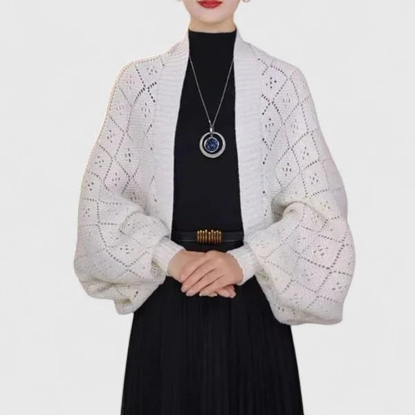 Open-Front Shawl Collar Cardigan with Diamond Pattern