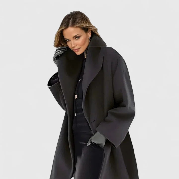 Button-Front Shawl Collar Wool Coat