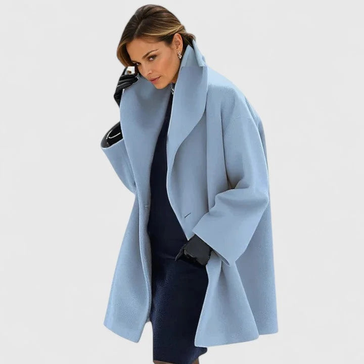 Button-Front Shawl Collar Wool Coat