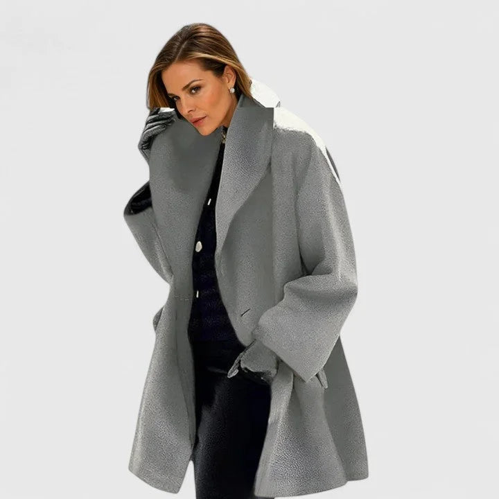 Button-Front Shawl Collar Wool Coat