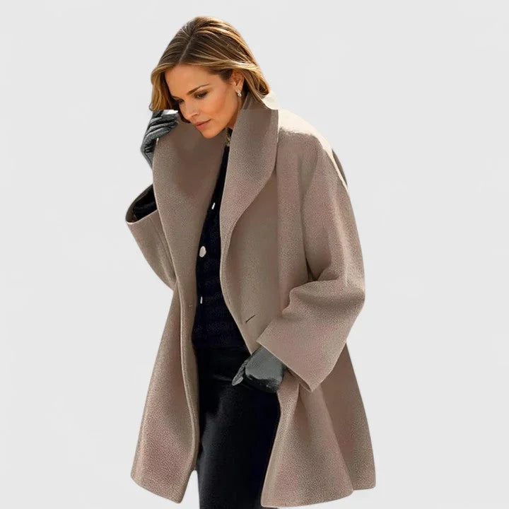 Button-Front Shawl Collar Wool Coat