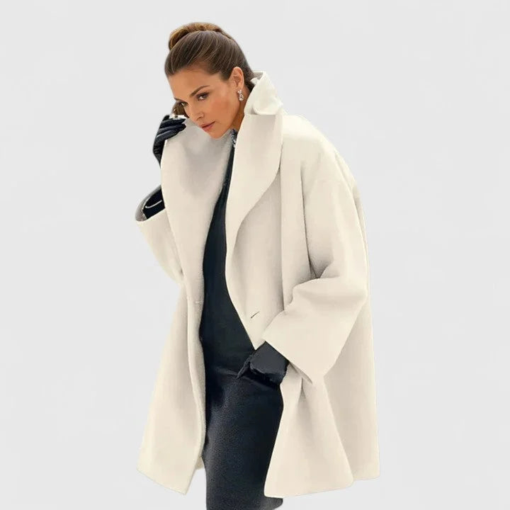 Button-Front Shawl Collar Wool Coat